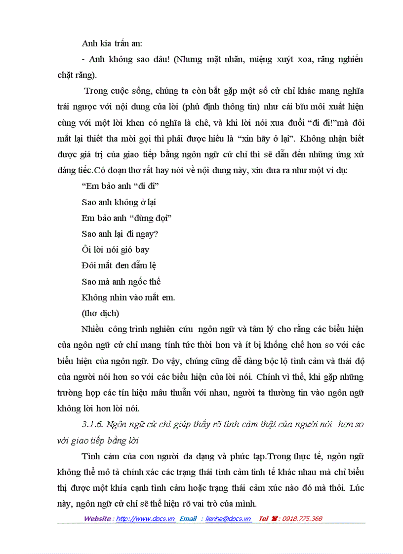 image for page Giá trị thông báo của cử chỉ tay và nét mặt trong hệ thống giao tiếp phi lời ở người việt