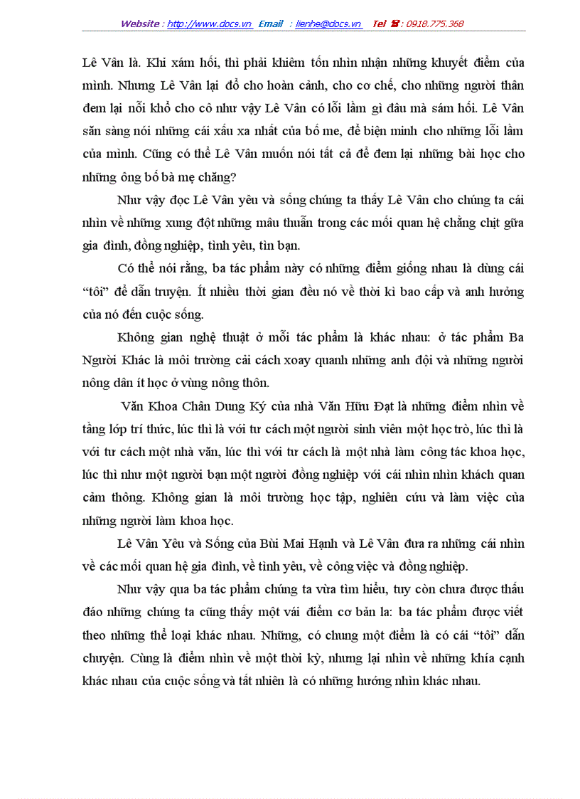 image for page Phân tích sự giống và khác nhau về điểm nhìn bên trong và bên ngoài của ba tác phẩm Ba Người Khác Văn Khoa Chân Dung Kí Lê Vân Yêu và sống