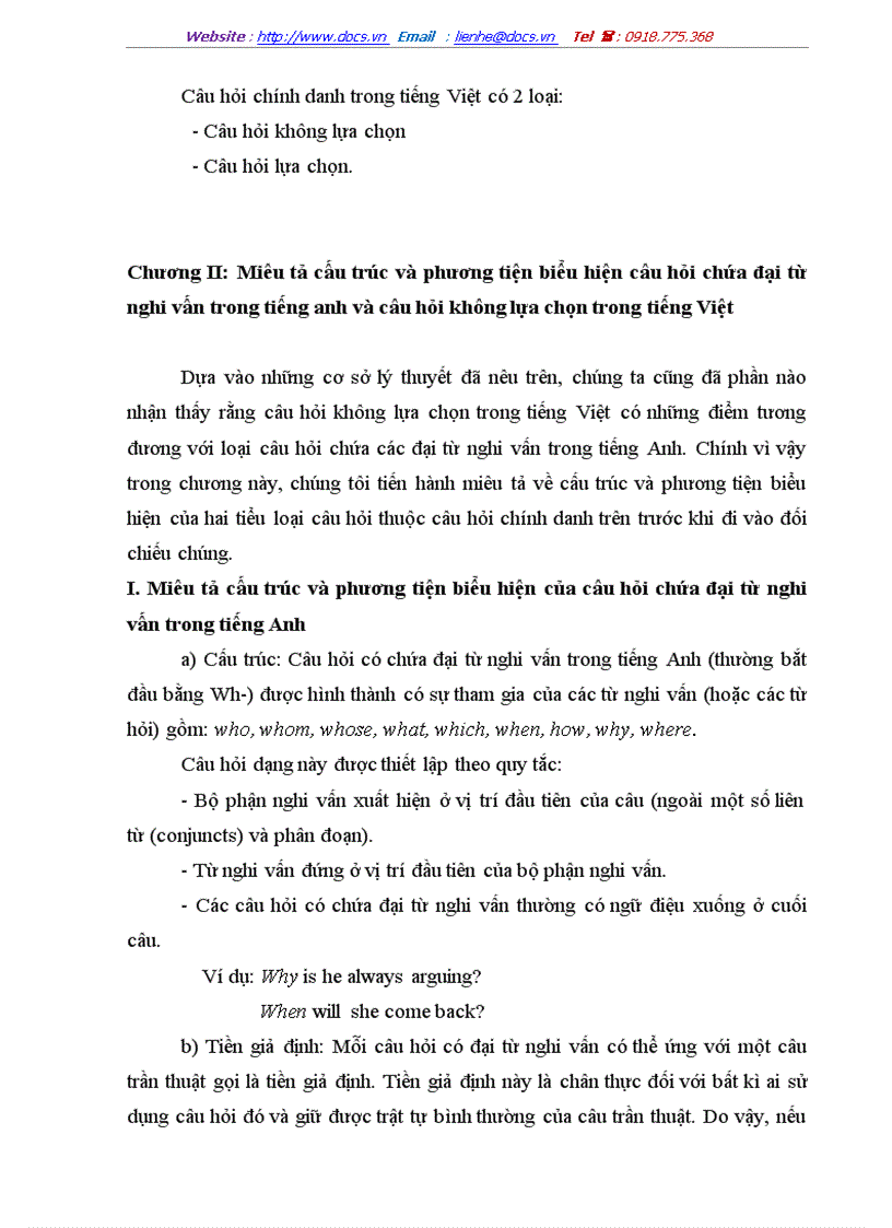 image for page Đối chiếu cấu trúc và phương thức biểu hiện của câu hỏi chính danh trong tiếng anh và tiếng việt tiểu loại câu hỏi có đại từ nghi vấn