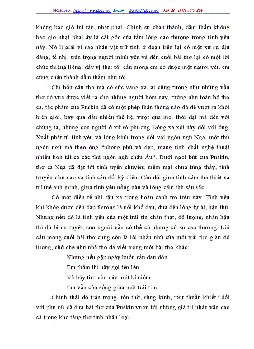 image for page Phân tích bài thơ Tôi yêu em của Puskin