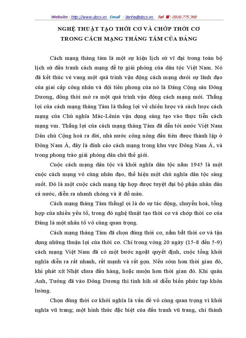 image for page Nghệ thuật Tạo thời cơ và chớp thời cơ của trong cách mạng tháng Tám năm 1945 của Đảng