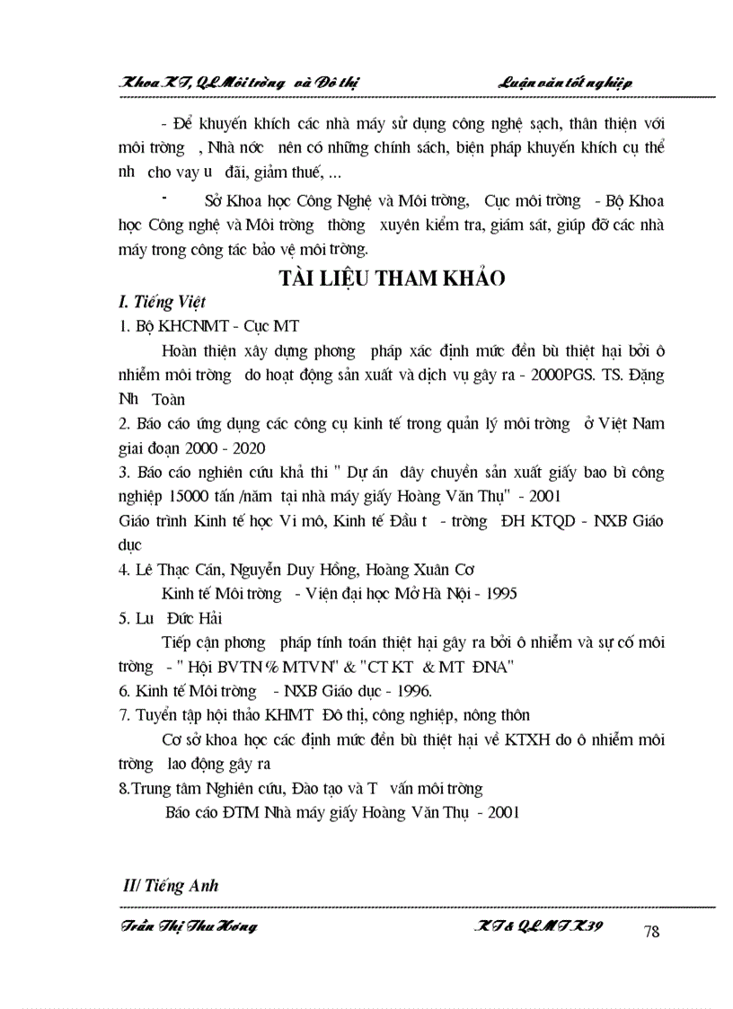 image for page Sử dụng phương pháp phân tích chi phí lợi ích mở rộng để đánh giá hiệu quả việc xây dựng hệ thống xử lí nước thải của nhà máy giấy Hoàng Văn Thụ