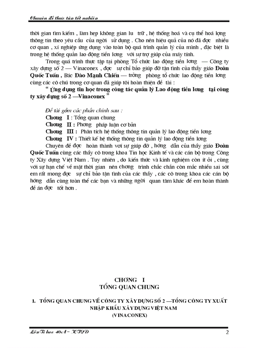 image for page Ứng dụng tin học trong công tác quản lý Lao động tiền lương tại công ty xây dựng số 2 Vinaconex