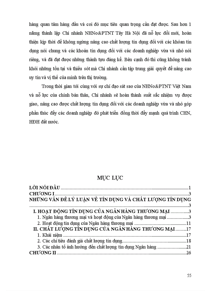 image for page Giải pháp nâng cao chất lượng tín dụng đối với các doanh nghiệp vừa và nhỏ tại Chi nhánh Ngân hàng Nông nghiệp Phát triển Nông thôn Tây Hà Nội