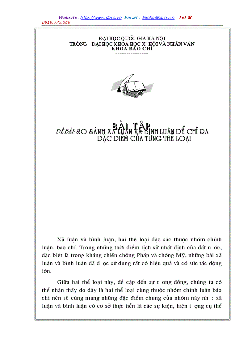 image for page So sánh xã luận và bình luận để chỉ ra đặc điểm của từng thể loại