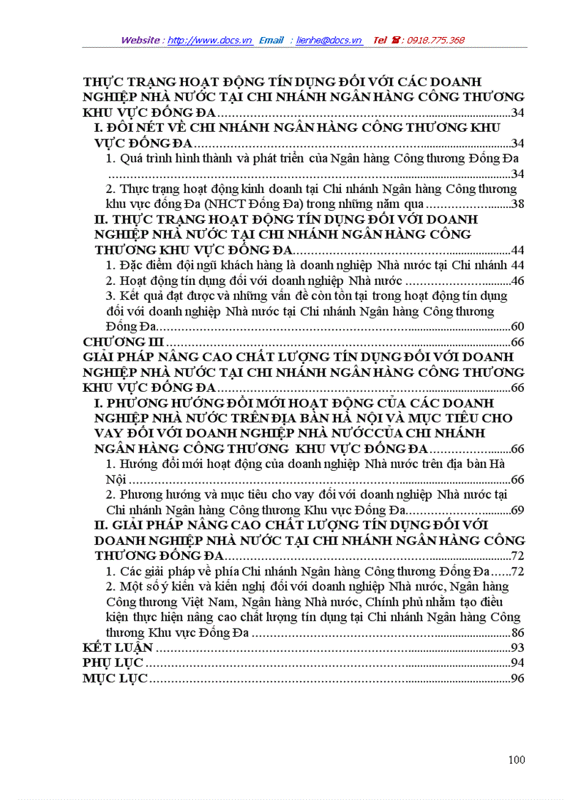 image for page Giải pháp nâng cao chất lượng tín dụng khi cho vay doanh nghiệp Nhà nước tại Chi nhánh Ngân hàng Công thư ơng khu vực Đống Đa