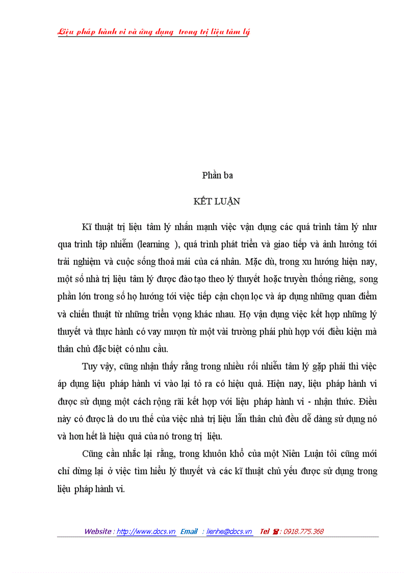 image for page Liệu pháp hành vi và ứng dụng trong trị liệu tâm lý