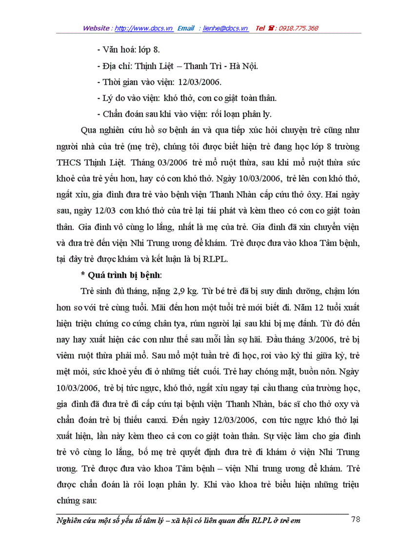 image for page Nghiên cứu một số yếu tố tâm lý xã hội có liên quan đến rối loạn phân ly ở trẻ em