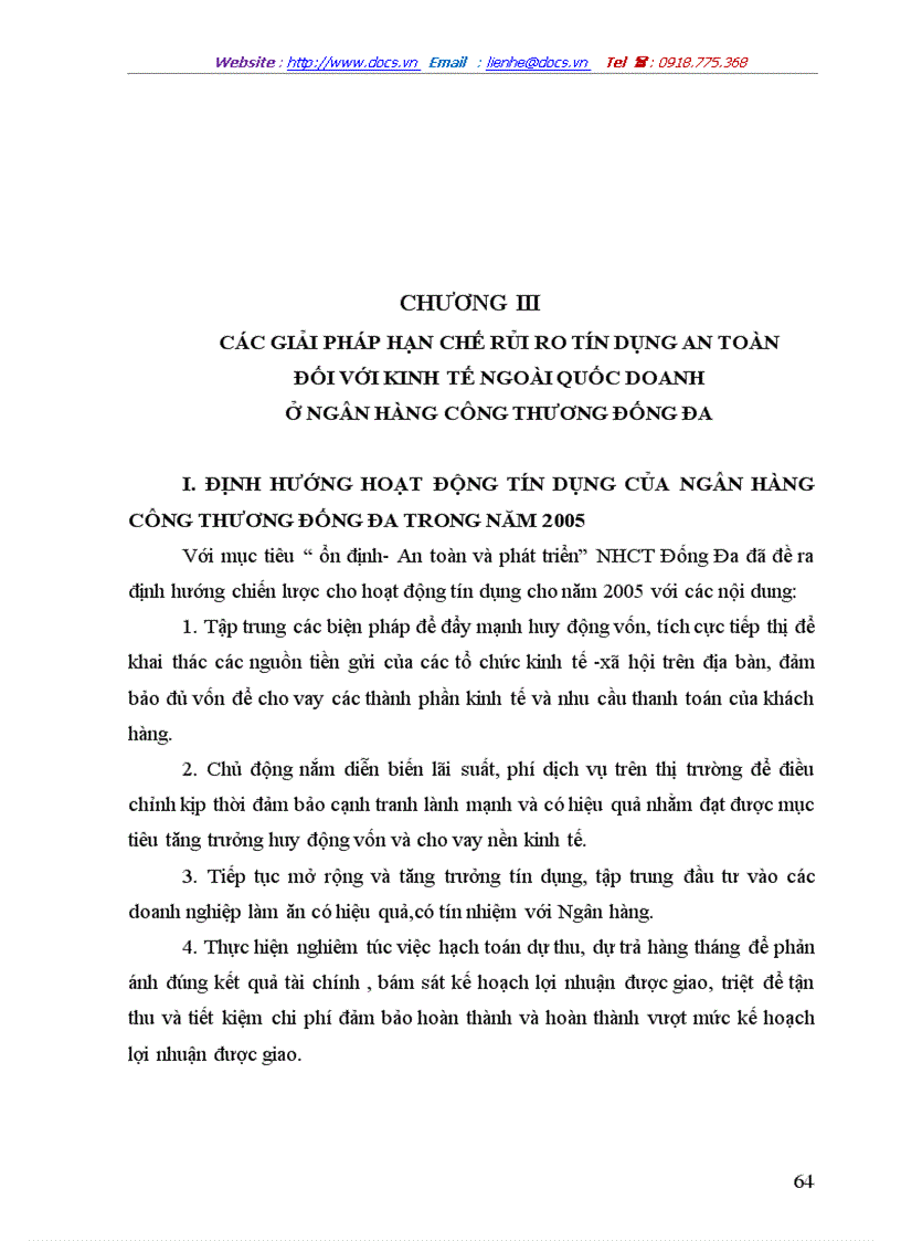 image for page Một số giải pháp hạn chế rủi ro an toàn tín dụng đối với kinh tế ngoài quốc doanh tại Ngân hàng công thương Đống Đa