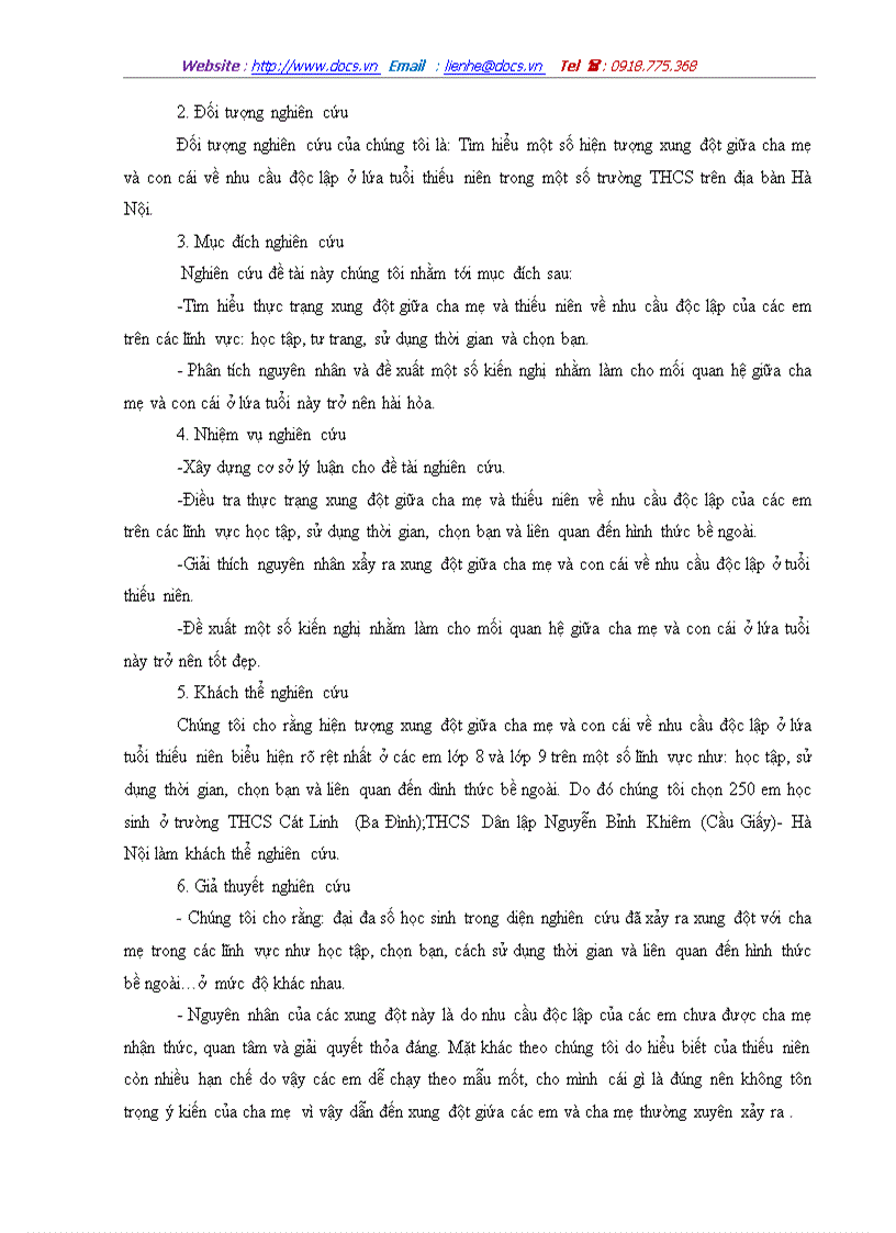 image for page Tìm hiểu một số hiện tượng xung đột trong mối quan hệ giữa cha mẹ và con cái về nhu cầu độc lập ở lứa tuổi thiếu niêtrên địa bàn hà nội