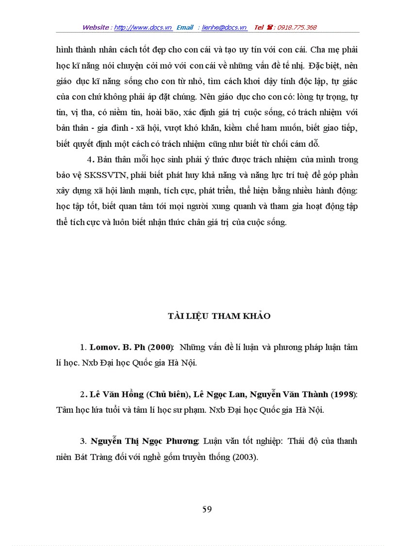 image for page Tìm hiểu thái độ của học sinh một số trường PTTH ở Hà Nội khi được giáo dục SKSSVTN