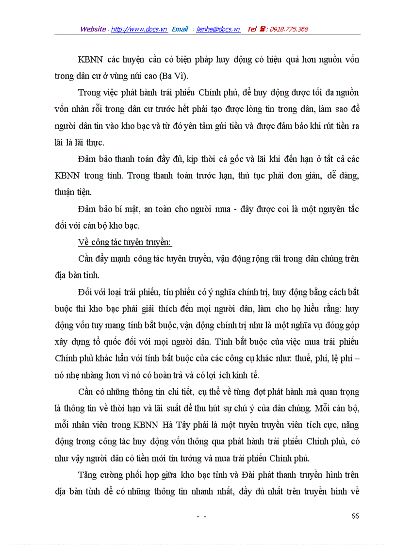 image for page Một số giải pháp huy động vốn thông qua phát hành trái phiếu Chính phủ ở kho bạc Nhà nước Hà Tây