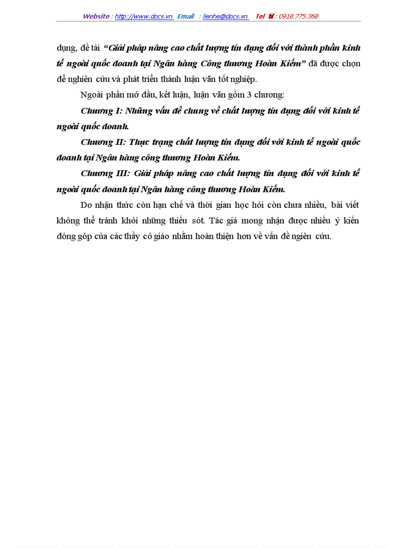 image for page Giải pháp nâng cao chất lượng tín dụng đối với thành phần kinh tế ngoài quốc doanh tại Ngân hàng Công thương Hoàn Kiếm