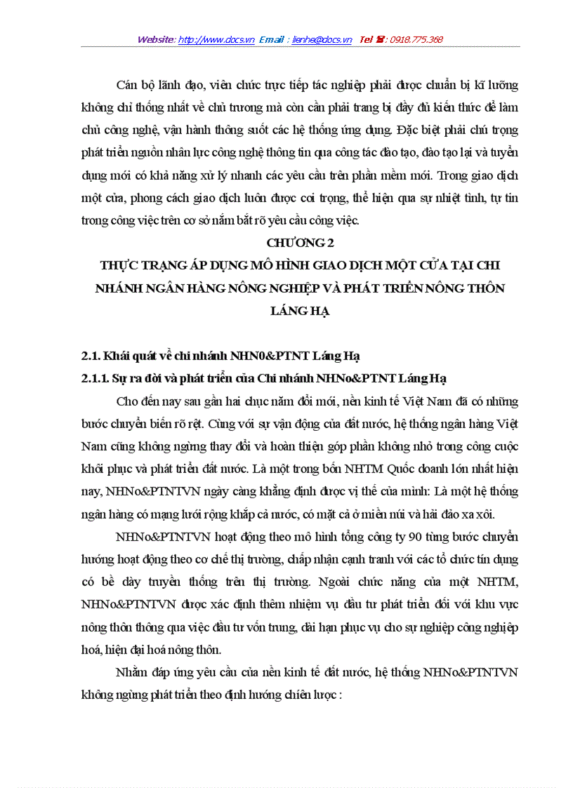 image for page Giải pháp mở rộng áp dụng mô hình giao dịch một cửa tại Chi nhánh Ngân hàng Nông nghiệp và Phát triển Nông thôn Láng Hạ