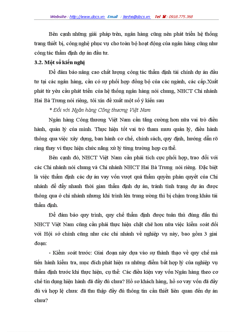 image for page Nâng cao chất lượng thẩm định tài chính dự án trong hoạt động cho vay tại Ngân hàng Công thương Chi nhánh Hai Bà Trưng