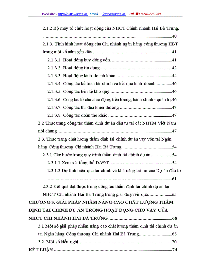 image for page Nâng cao chất lượng thẩm định tài chính dự án trong hoạt động cho vay tại Ngân hàng Công thương Chi nhánh Hai Bà Trưng