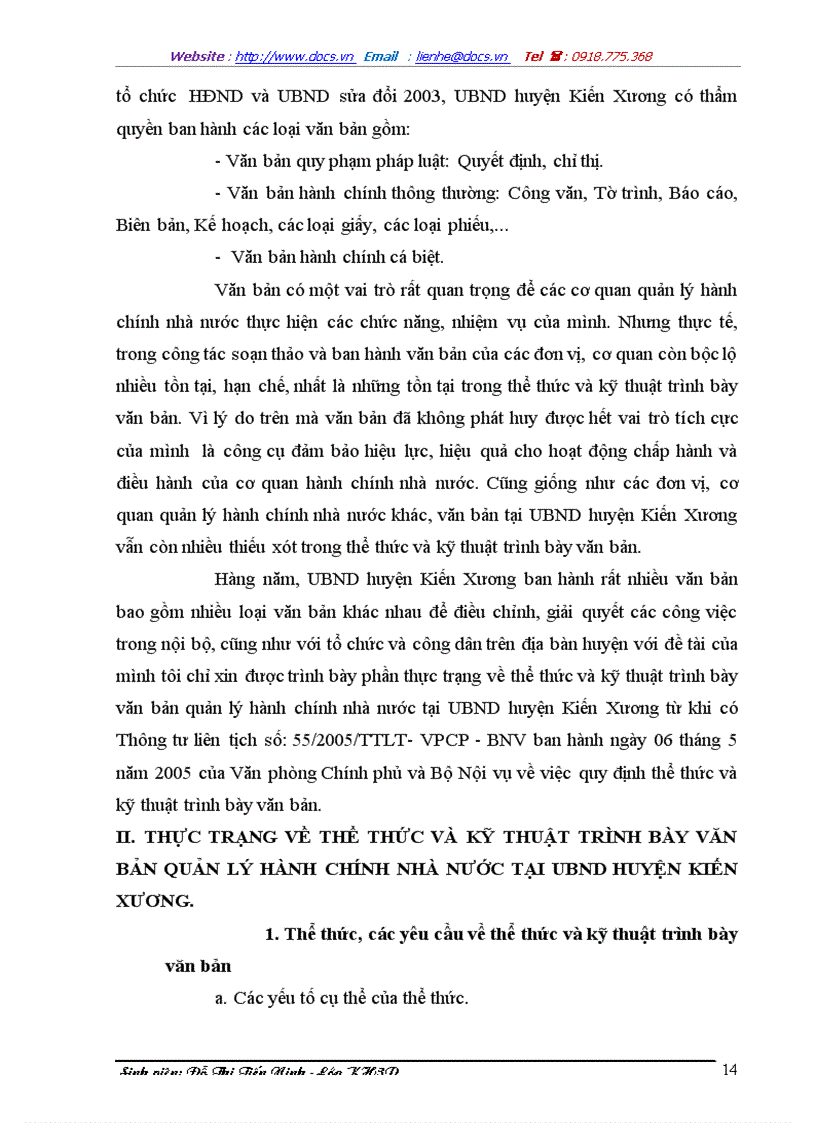image for page Thể thức và kỹ thuật trình bày văn bản quản lý hành chính Nhà nước tại Uỷ ban nhân dân huyện Kiến Xương