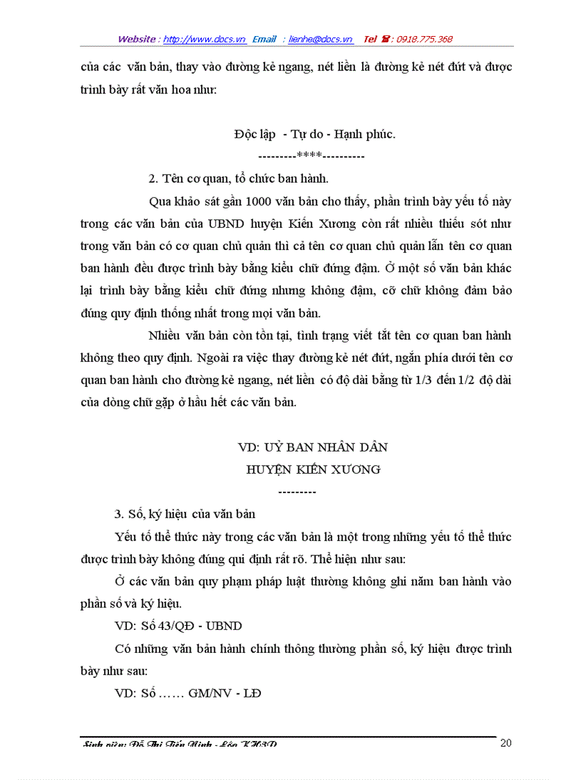image for page Thể thức và kỹ thuật trình bày văn bản quản lý hành chính Nhà nước tại Uỷ ban nhân dân huyện Kiến Xương
