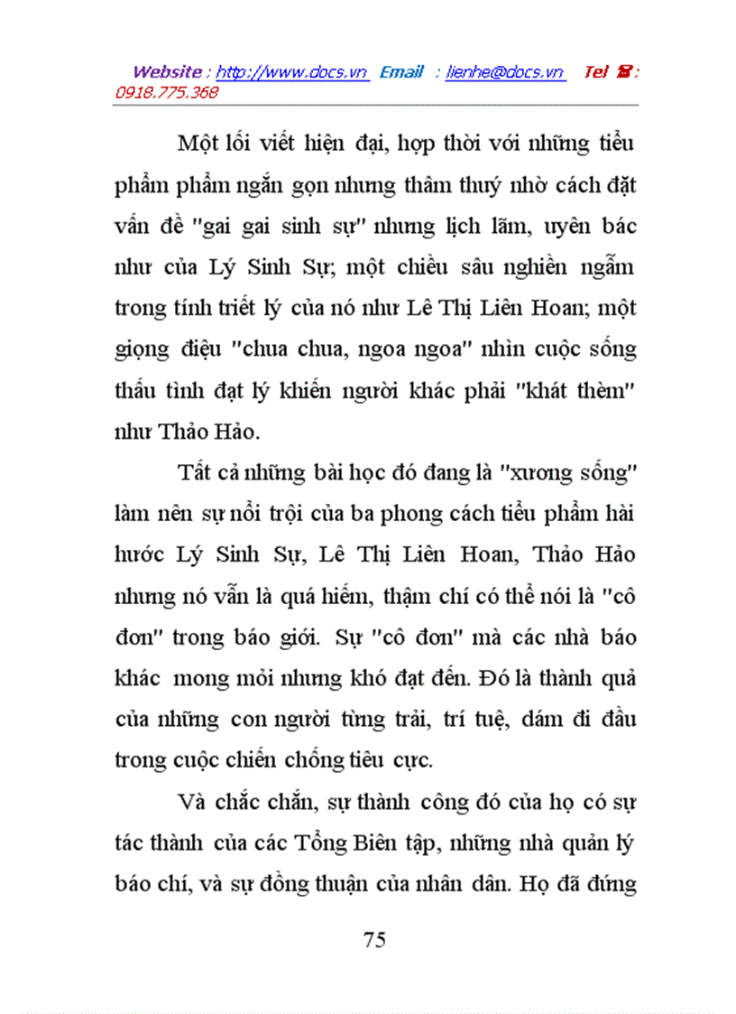 image for page Phong cách hài trong các tiểu phẩm báo chí hiện đại qua ba nhà báo lý sinh sự lê thị liên hoan thảo hảo