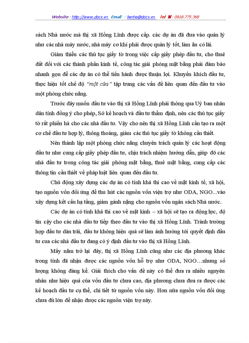 image for page Phương hướng và một số giải pháp cho việc sử dụng hiệu quả vốn ngân sách đầu tư phát triển trên địa bàn thị xã hồng lĩnh giai đoạn 2006 2010