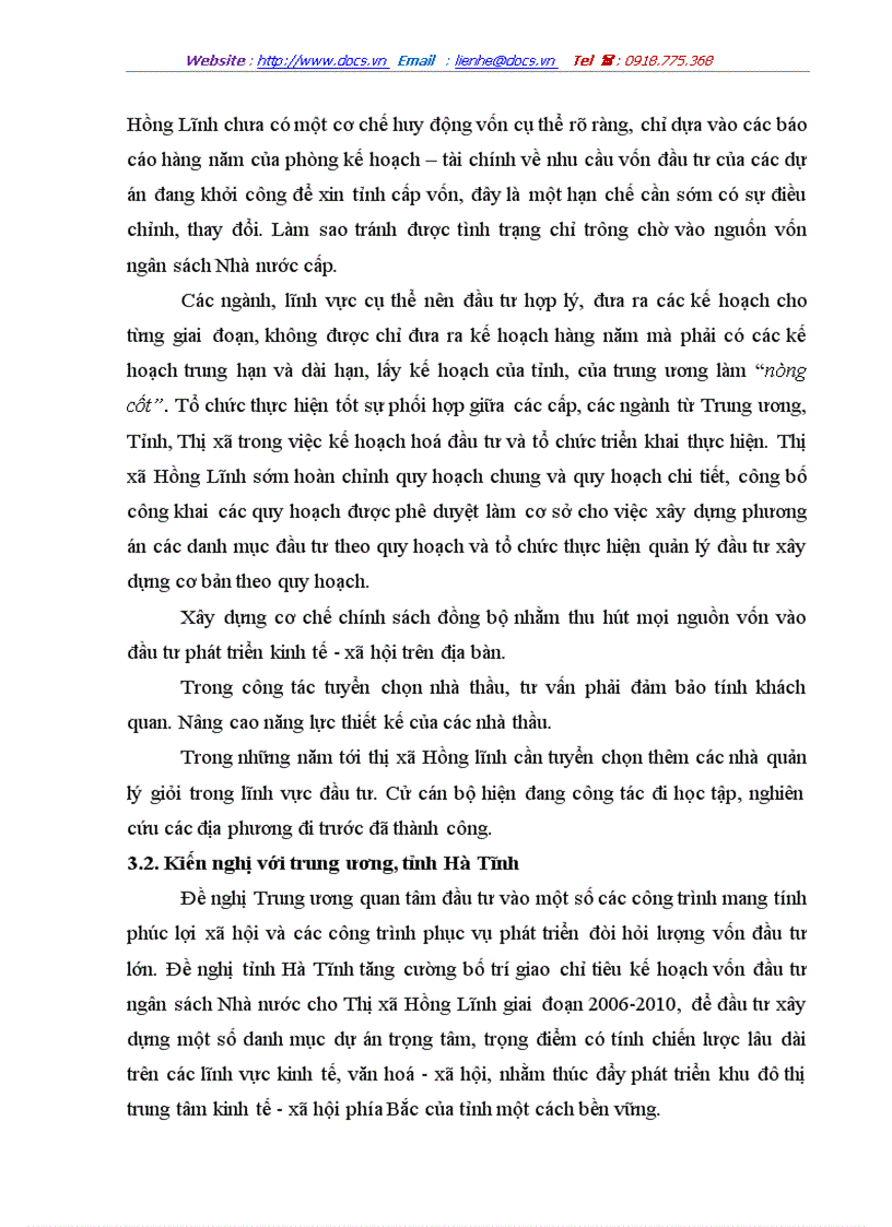 image for page Phương hướng và một số giải pháp cho việc sử dụng hiệu quả vốn ngân sách đầu tư phát triển trên địa bàn thị xã hồng lĩnh giai đoạn 2006 2010