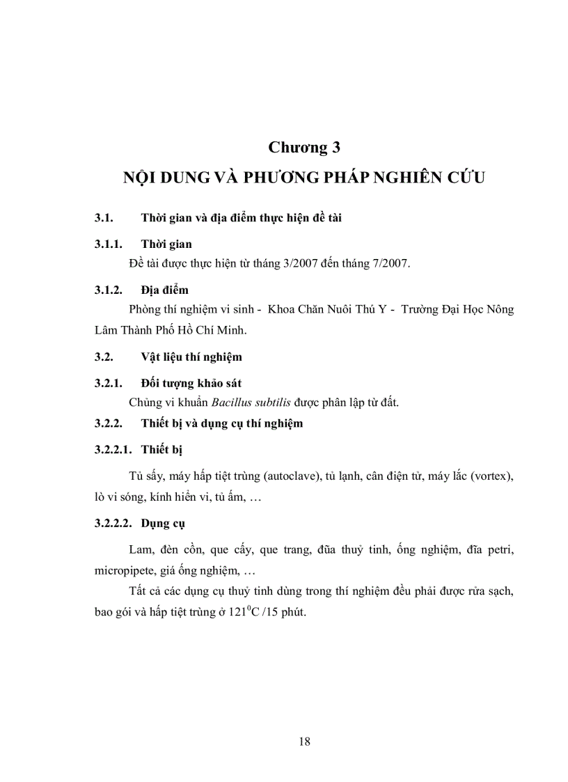 image for page Phân lập khảo sát đặc điểm sinh học và tìm hiểu khả năng sinh enzyme của vi khuẩn Bacillus subtilis để sản xuất thử nghiệm chế phẩm sinh học
