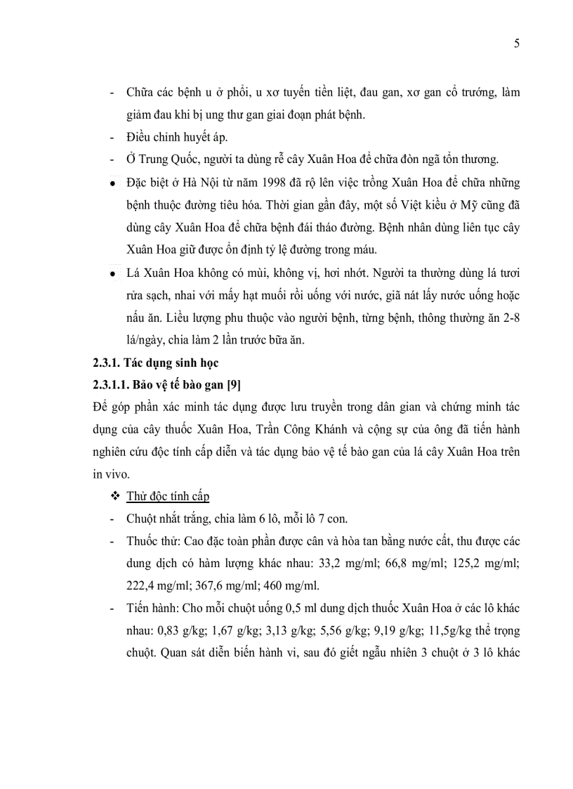 image for page Xây dựng qui trình kỹ thuật tách chiết khảo sát tính kháng khuẩn và khả năng chống oxy hóa của một số hợp chất thứ cấp từ lá cây xuân hoa 120trang