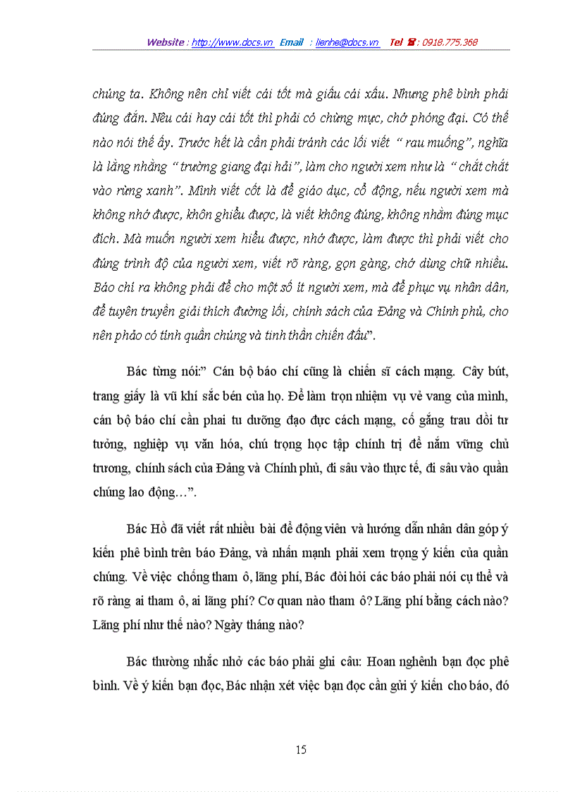 image for page Quan điểm của bác hồ về vấn đề báo chí