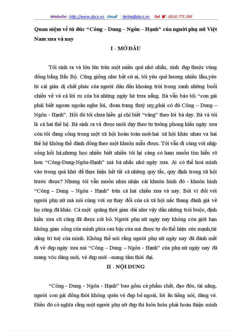 image for page Quan niệm về tứ đức Công Dung Ngôn Hạnh của người phụ nữ Việt Nam xưa và nay