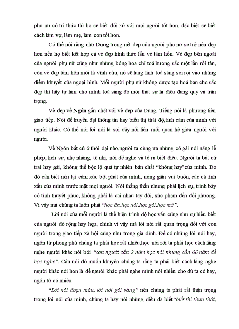 image for page Quan niệm về tứ đức Công Dung Ngôn Hạnh của người phụ nữ Việt Nam xưa và nay