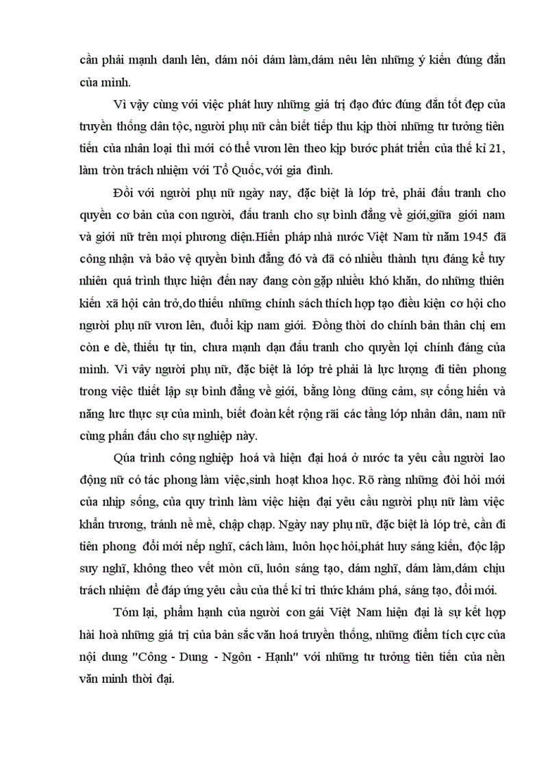 image for page Quan niệm về tứ đức Công Dung Ngôn Hạnh của người phụ nữ Việt Nam xưa và nay