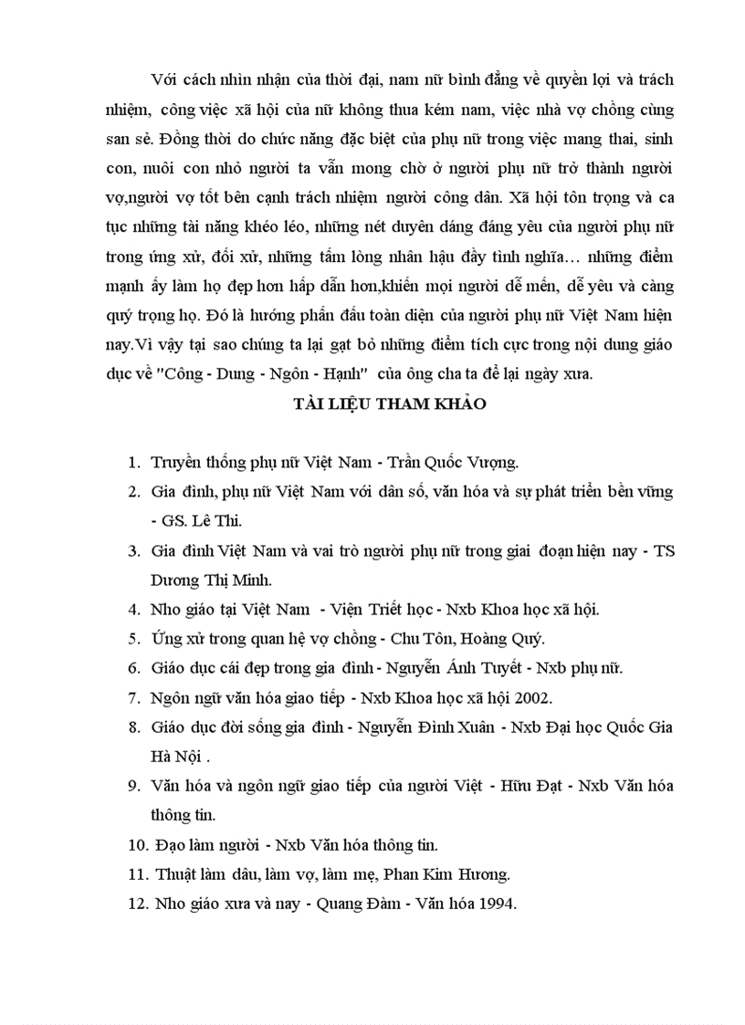 image for page Quan niệm về tứ đức Công Dung Ngôn Hạnh của người phụ nữ Việt Nam xưa và nay