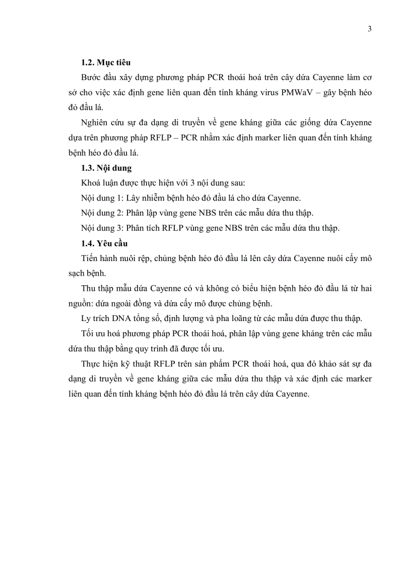 image for page XÁC ĐỊNH GENE LIÊN QUAN ĐẾN TÍNH KHÁNG VIRUS PMWaV GÂY BỆNH HÉO ĐỎ ĐẦU LÁ TRÊN CÂY DỨA CAYENNE BẰNG PHƯƠNG PHÁP PCR THOÁI HOÁ