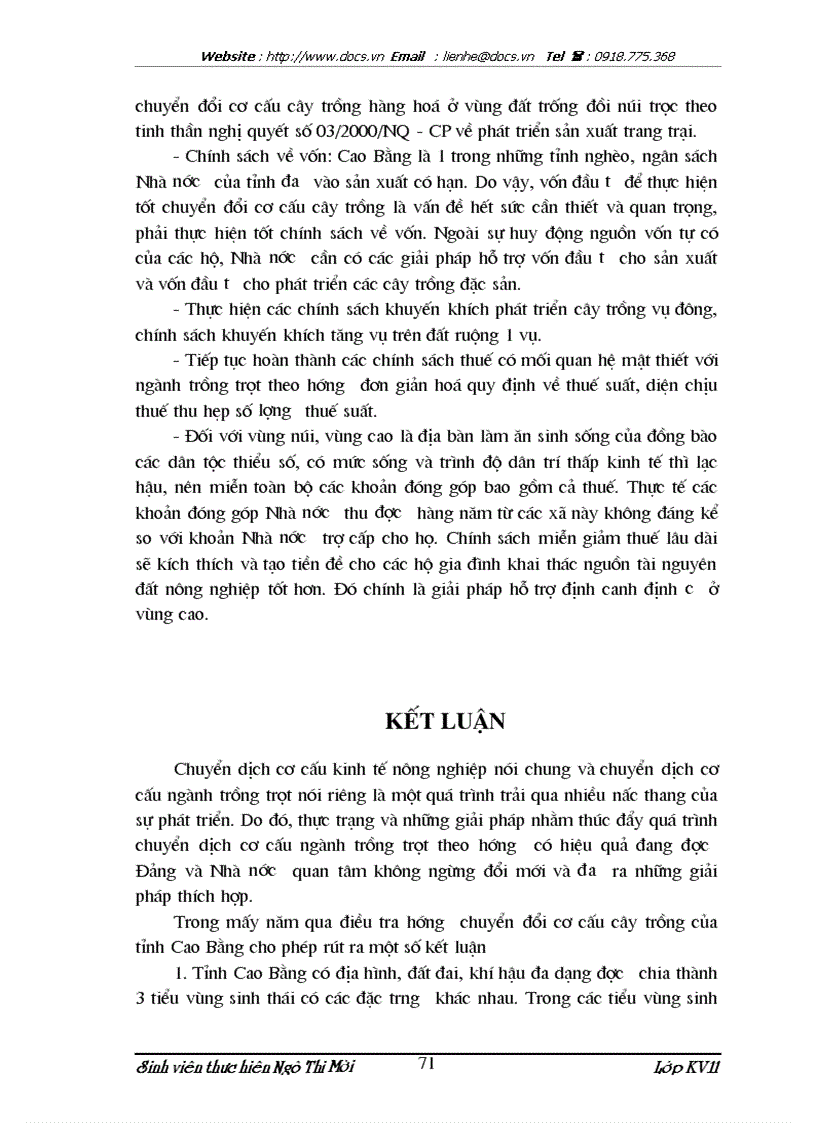 image for page Những biện pháp để chuyển dịch cơ cấu ngành trồng trọt của tỉnh Cao Bằng