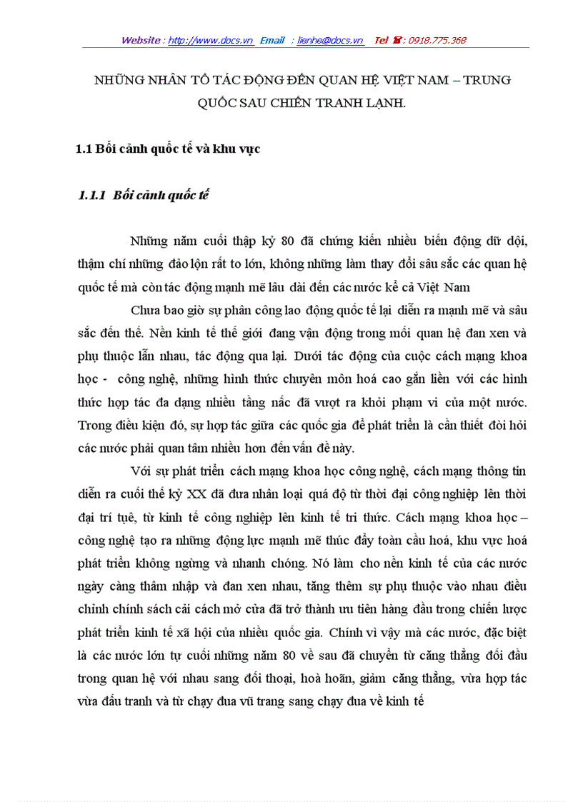 image for page Quan hệ Việt Nam Trung Quốc sau chiến tranh lạnh Thực trạng và triển vọng