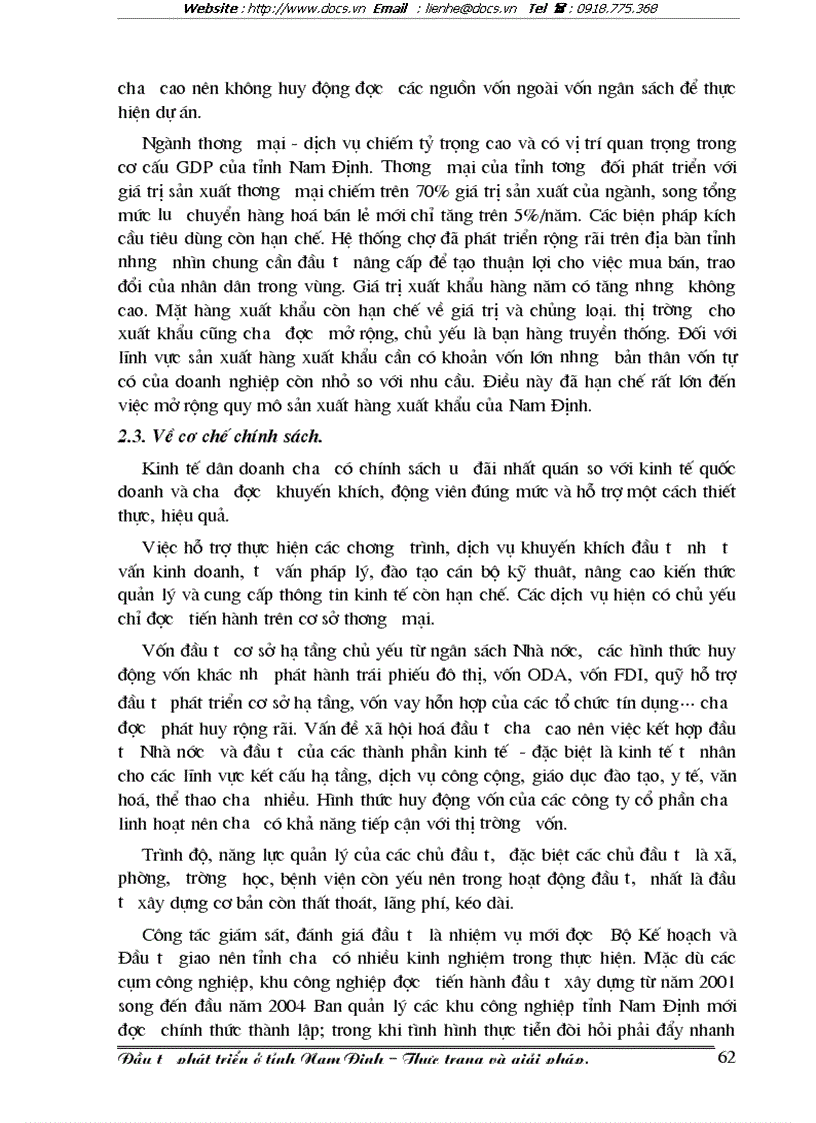 image for page Đầu tư phát triển ở tỉnh Nam Định Thực trạng và giải pháp