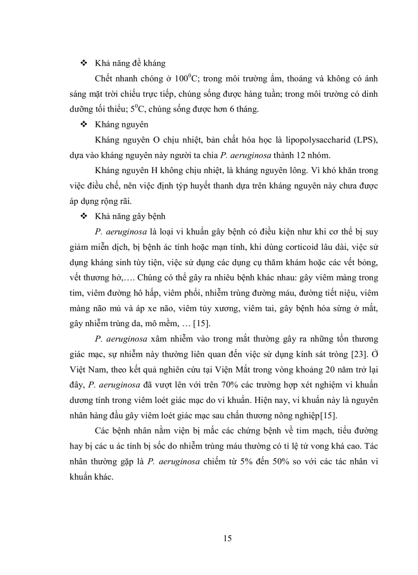 image for page Khảo sát tình hình nhiễm khuẩn và tính đề kháng kháng sinh của vi khuẩn Pseudomonas aeruginosa trong nƣớc uống