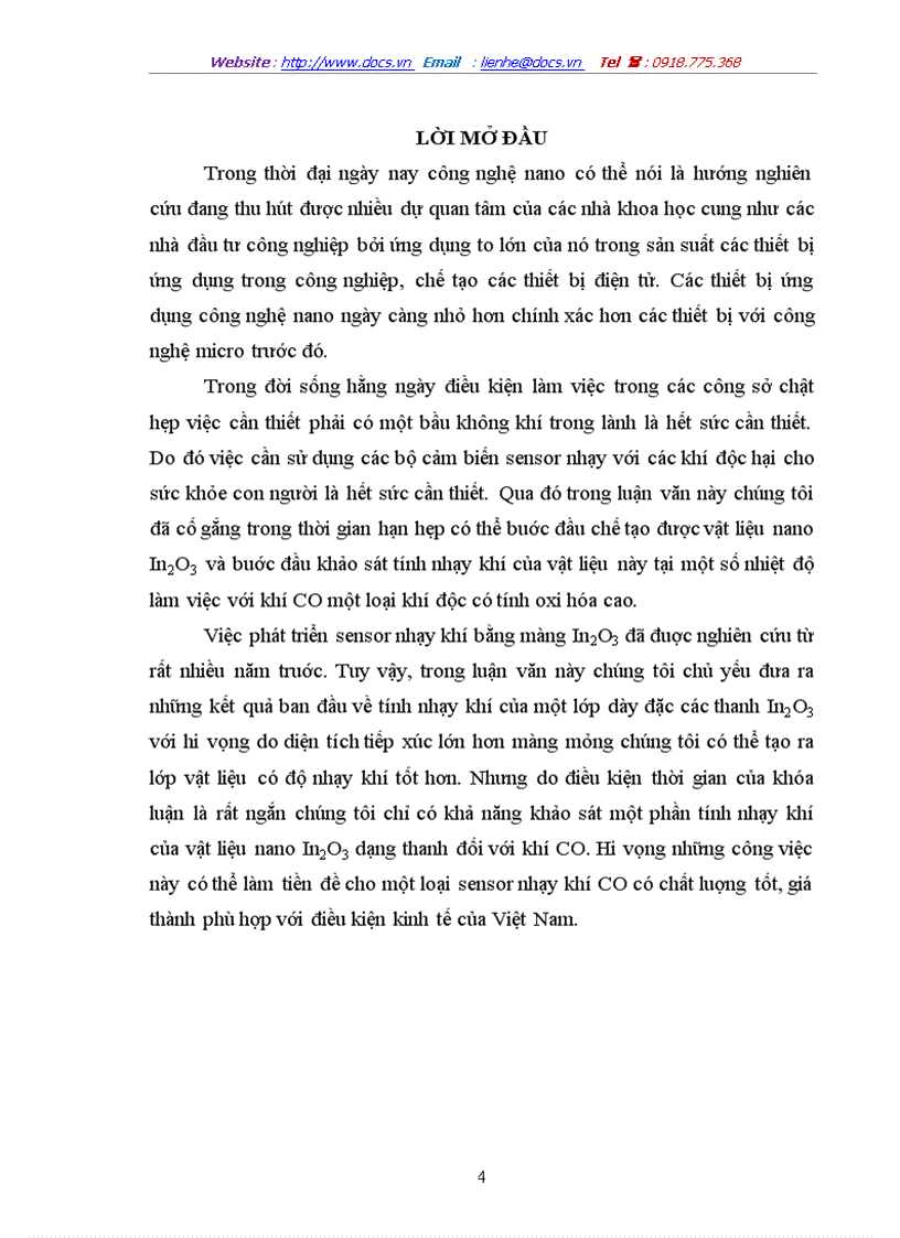 CHẾ TẠO VẬT LIỆU In2O3 CÓ CẤU TRÚC NANO THEO PH ƯONG PHÁP HƠI LỎNG RẮN VÀ KHẢO SÁT TÍNH NHẠY KHÍ