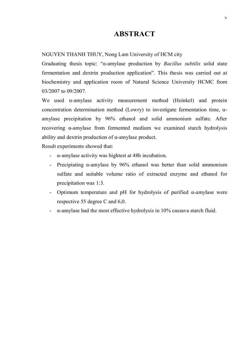 image for page Nuôi cấy Bacillus subtilis thu nhận α amylase và ứng dụng trong sản xuất dextrin