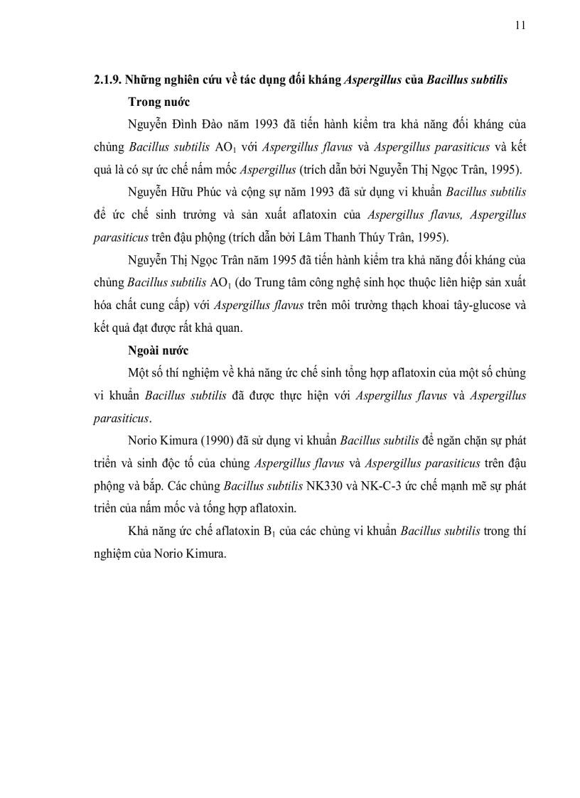 image for page Phân lập vi khuẩn Bacillus subtilis từ đất khảo sát khả năng ức chế sản sinh aflatoxin của các chủng phân lập đƣợc