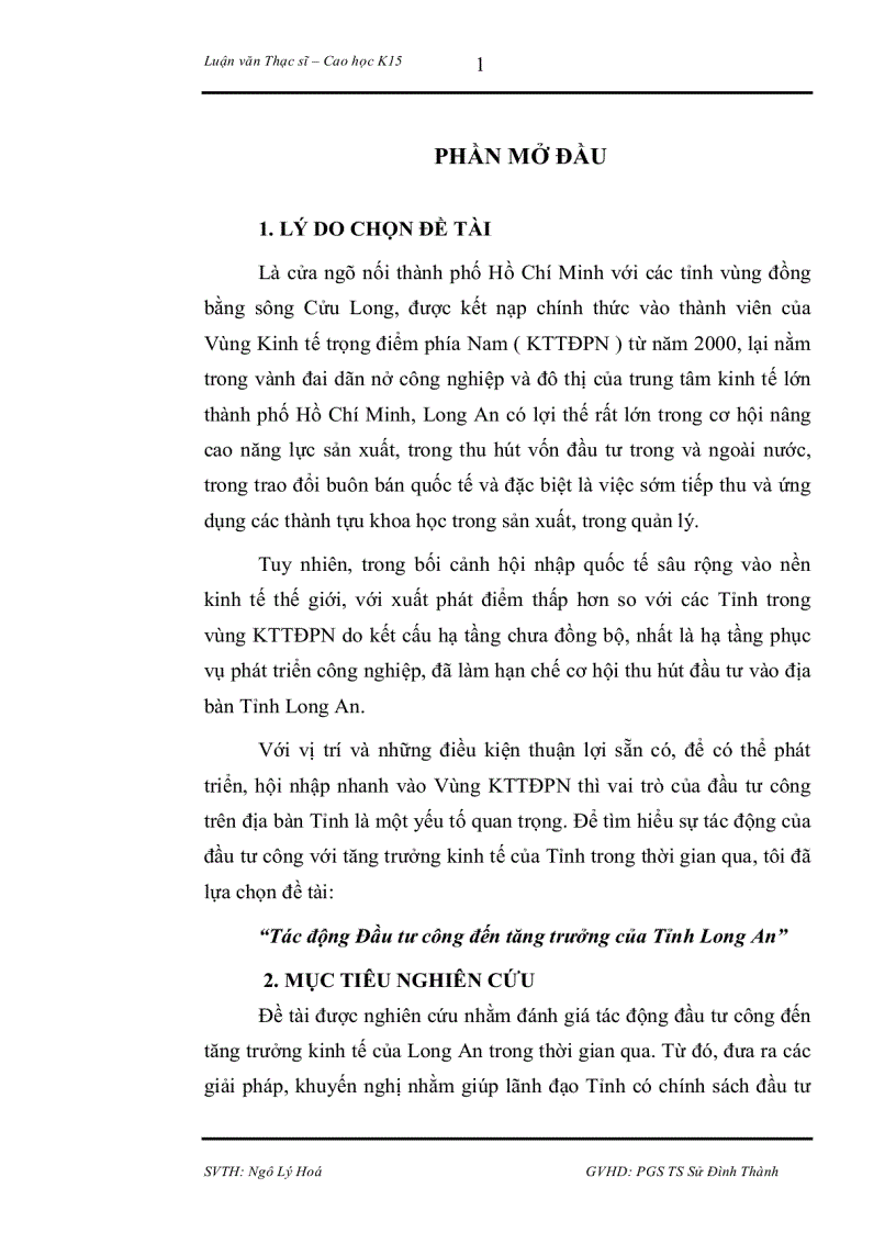 image for page Tác động Đầu tư công đến tăng trưởng của Tỉnh Long An