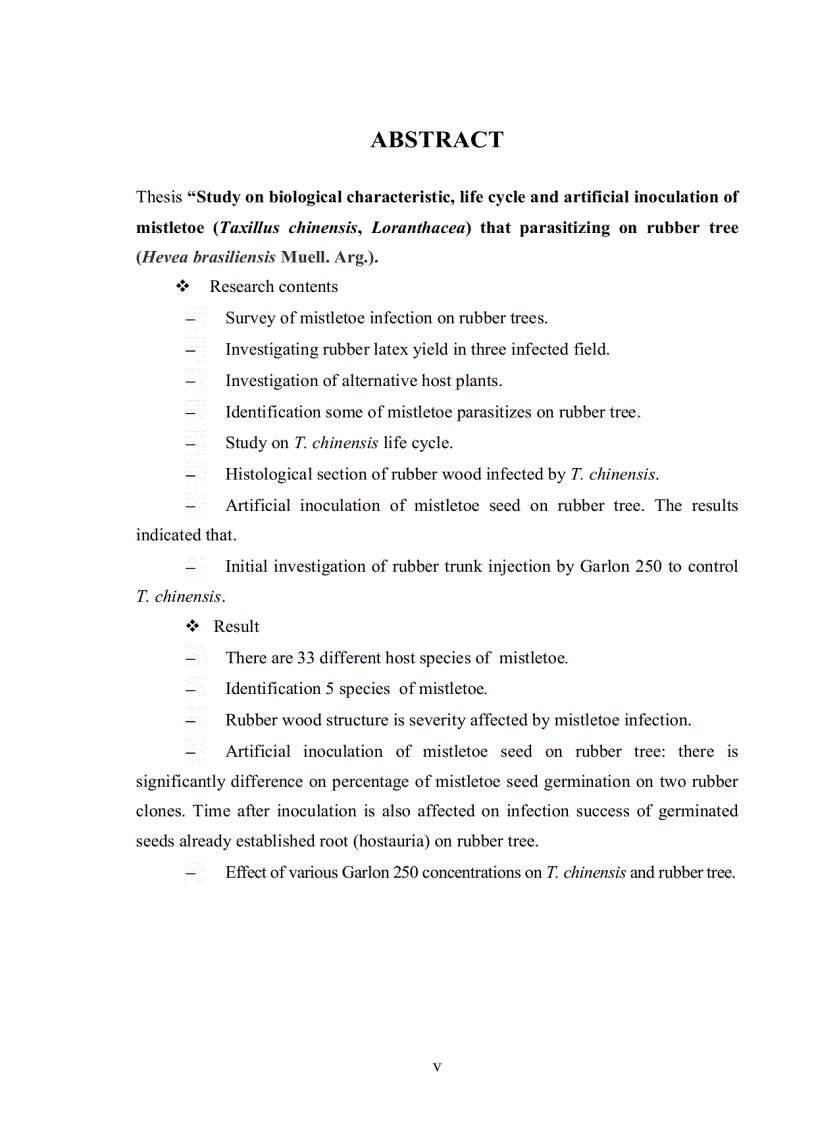image for page Khảo sát đặc điểm sinh học chu trình phát triển và gây bệnh nhân tạo tầm gửi lá nhỏ Taxillus chinensis thuộc họ Loranthacea trên cây cao su Hevea