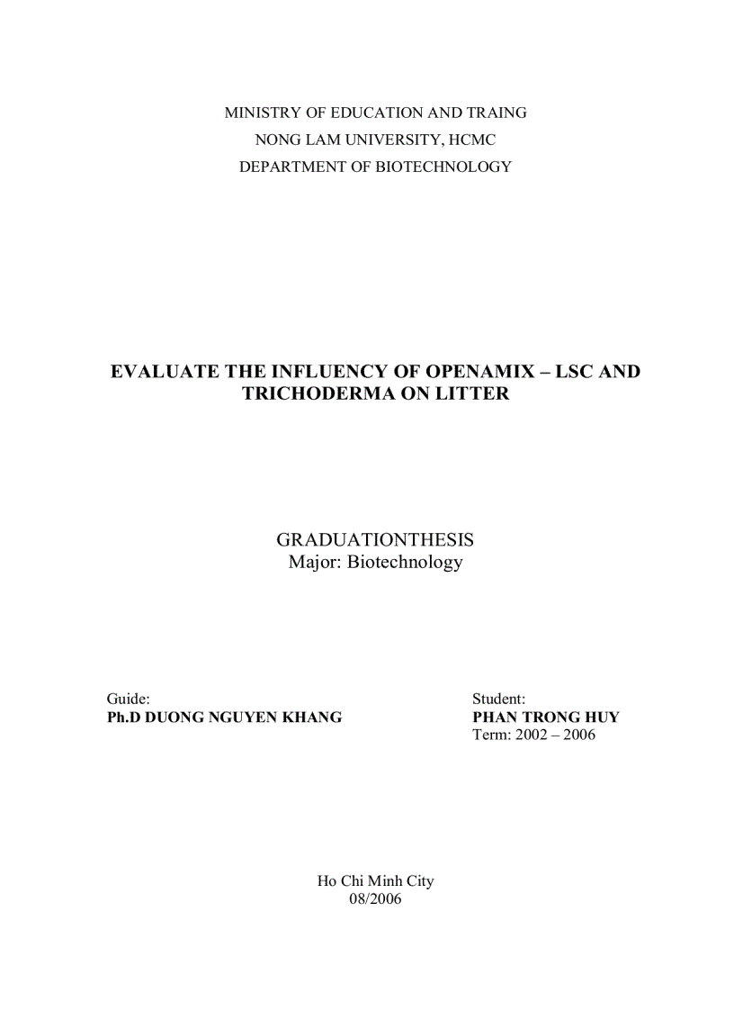image for page Khảo sát ảnh hƣởng của chế phẩm openamix lsc và trichoderma lên xử lý rác thải sinh hoạt