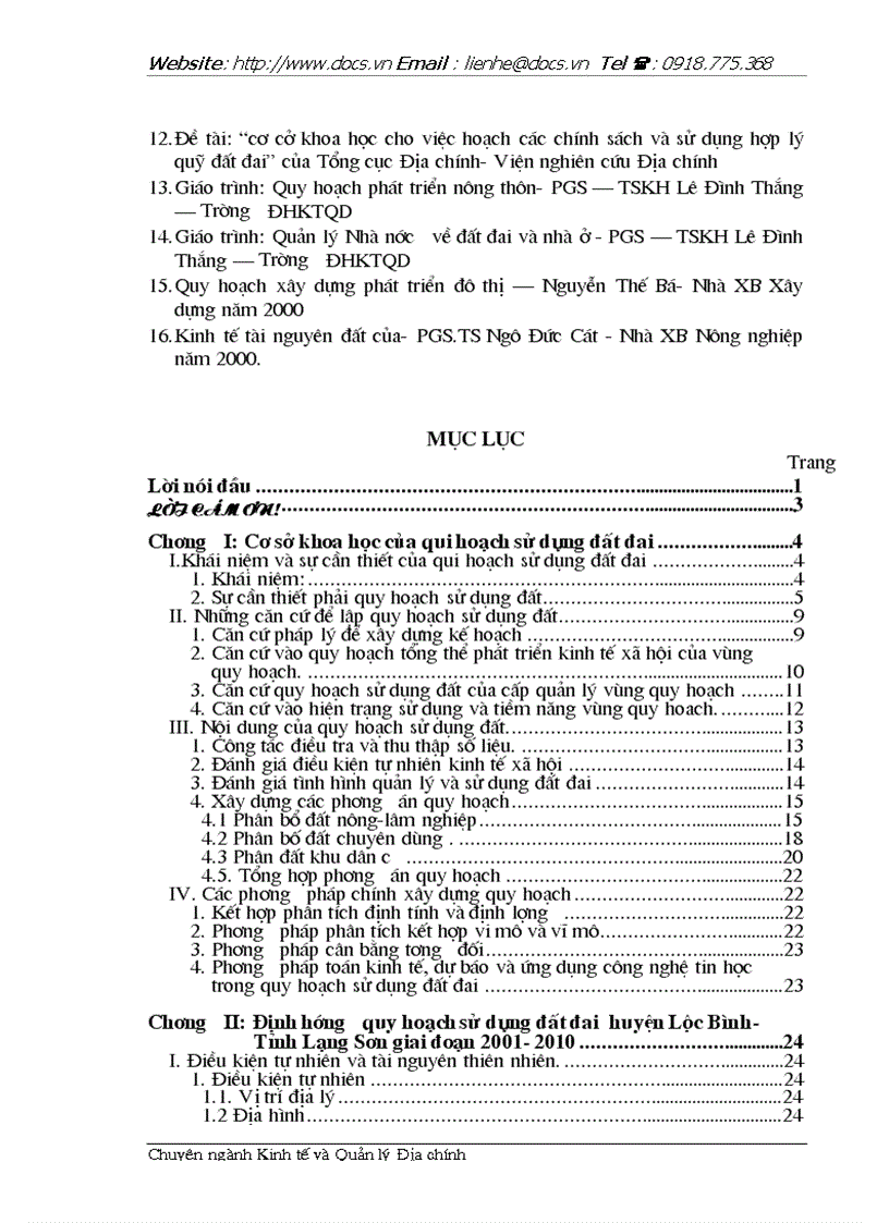 image for page Cơ sở quy hoạch và thực trạng phương án quy hoạch sử dụng đất đai huyện Lộc Bình tỉnh Lạng Sơn