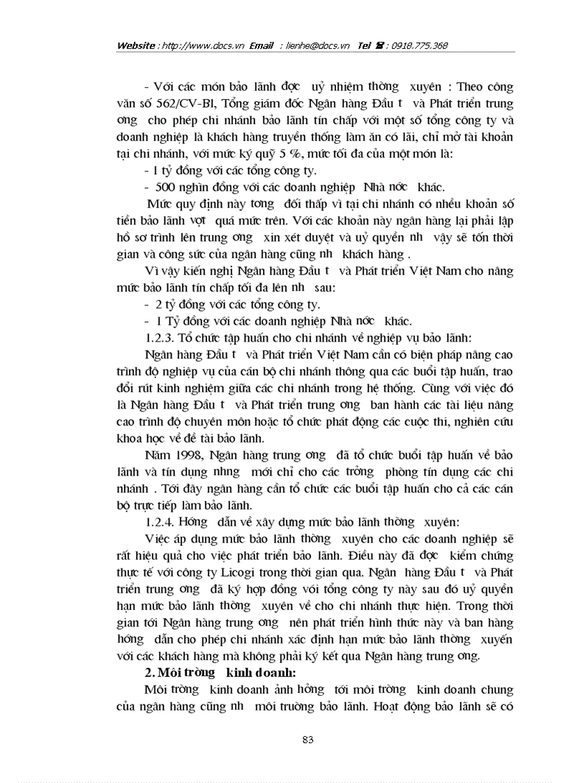 image for page Hoàn thiện và phát triển nghiệp vụ bảo lãnh tại ngânhàng NHĐT PT BIDV Hà Nội