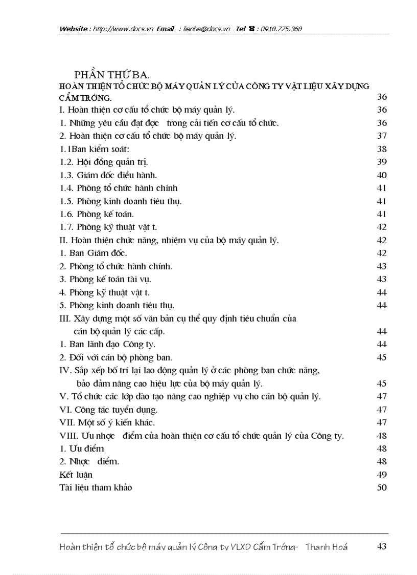 image for page Hoàn thiện tổ chức bộ máy quản lý tại Công ty vật liệu xây dựng Cẩm Trướng