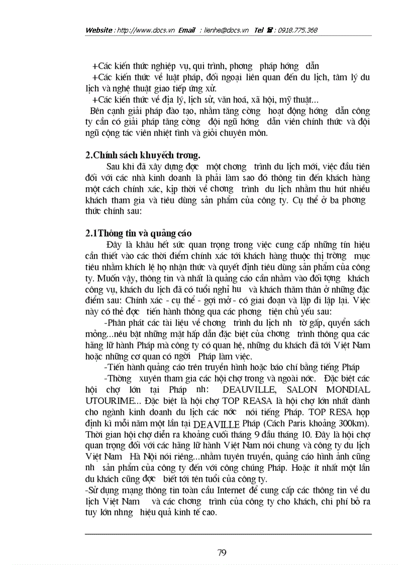 image for page Các giải pháp nhằm duy trì và mở rộng thị trường khách du lịch là người Pháp của Công ty du lịch Việt Nam tại Hà Nội