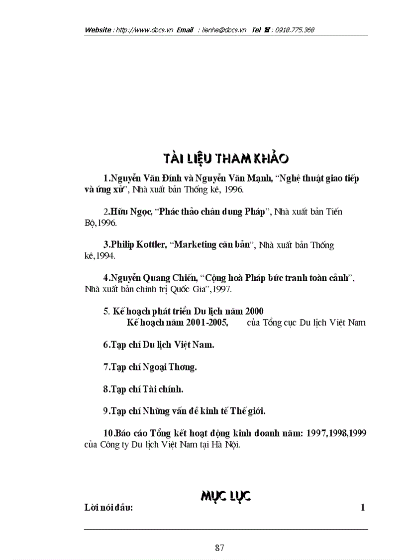 image for page Các giải pháp nhằm duy trì và mở rộng thị trường khách du lịch là người Pháp của Công ty du lịch Việt Nam tại Hà Nội