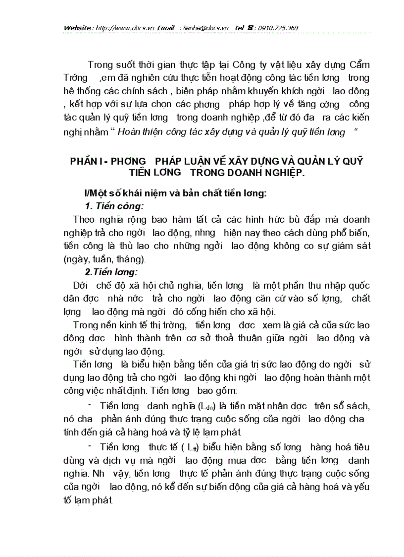 image for page Hoàn thiện công tác xây dựng và quản lý quỹ tiền lương ở Công ty Vật liệu xây dựng Cẩm Trướng