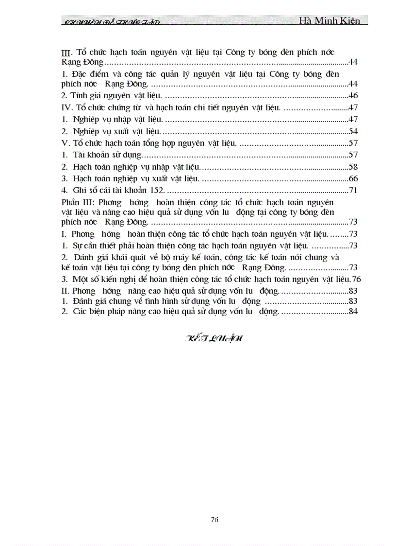 image for page Tổ chức hạch toán nguyên vật liệu với việc nâng cao hiệu quả sử dụng vốn lưu động ở Công ty bóng đèn phích nước Rạng Đông